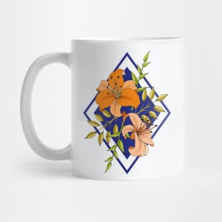 Lilies On Blue Mug